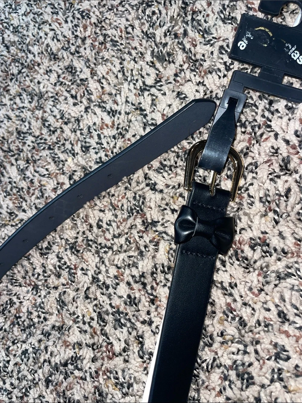 Art Class Black Bow Detail Girls Belt - Classic Faux Leather Size S | NWT